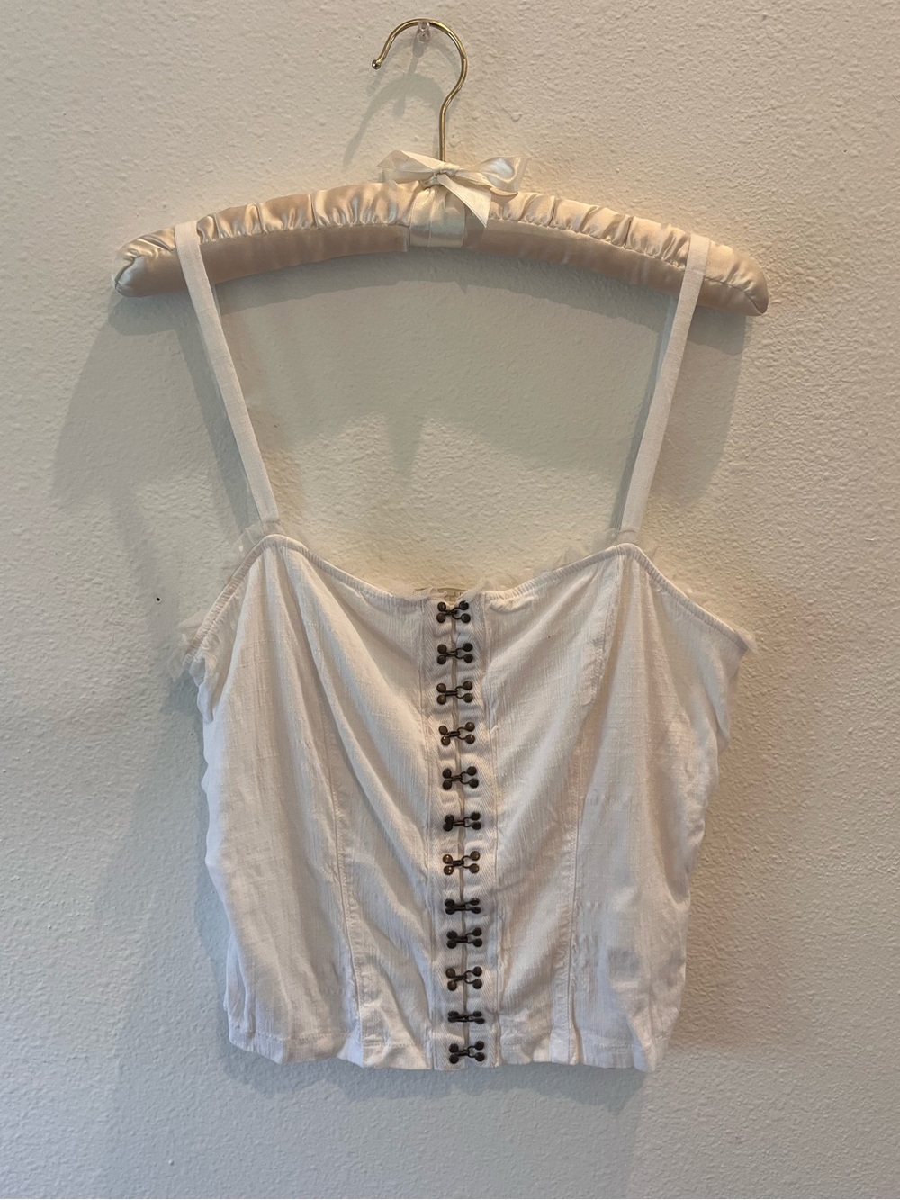Free People White Hook-and-Eye Cropped Cami Top